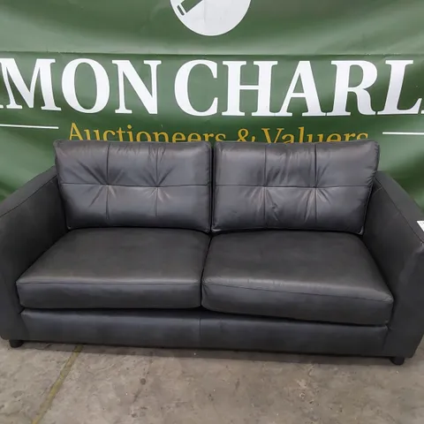 QUALITY BRITISH MADE LOUNGE Co THREE SEATER SOFA CHARCOAL LEATHER