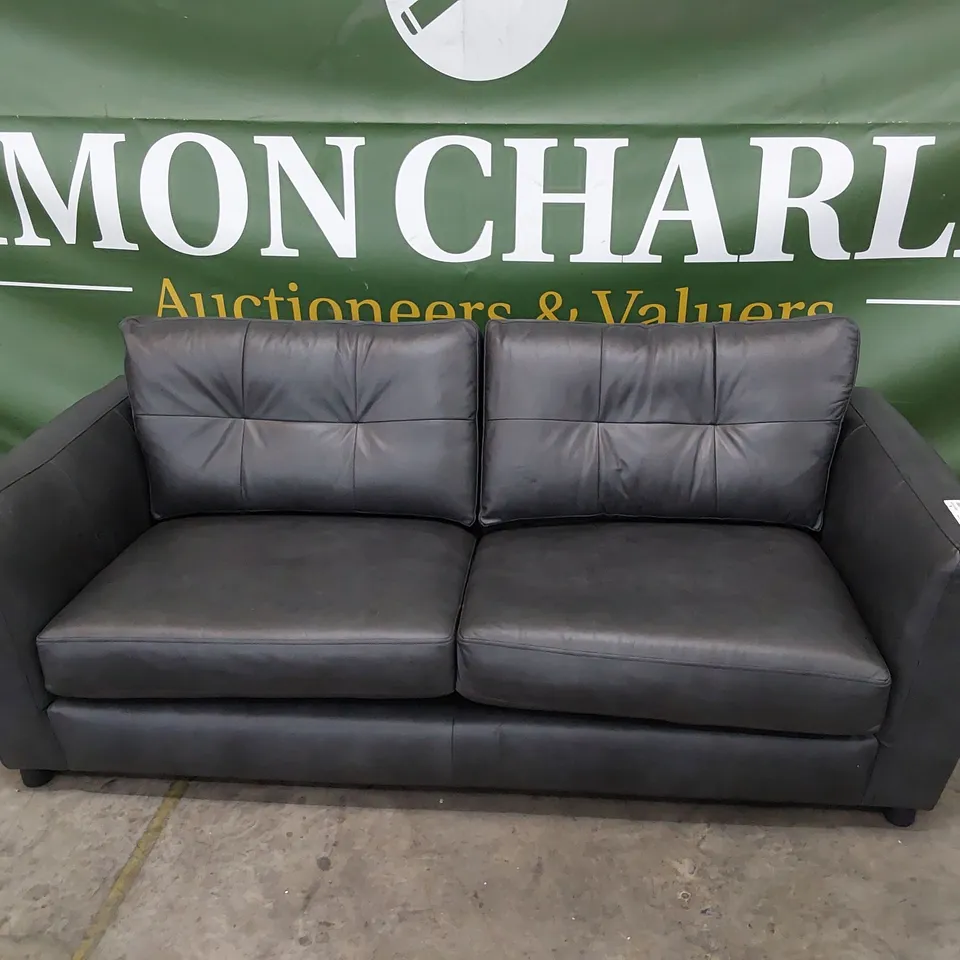 QUALITY BRITISH MADE LOUNGE Co THREE SEATER SOFA CHARCOAL LEATHER 