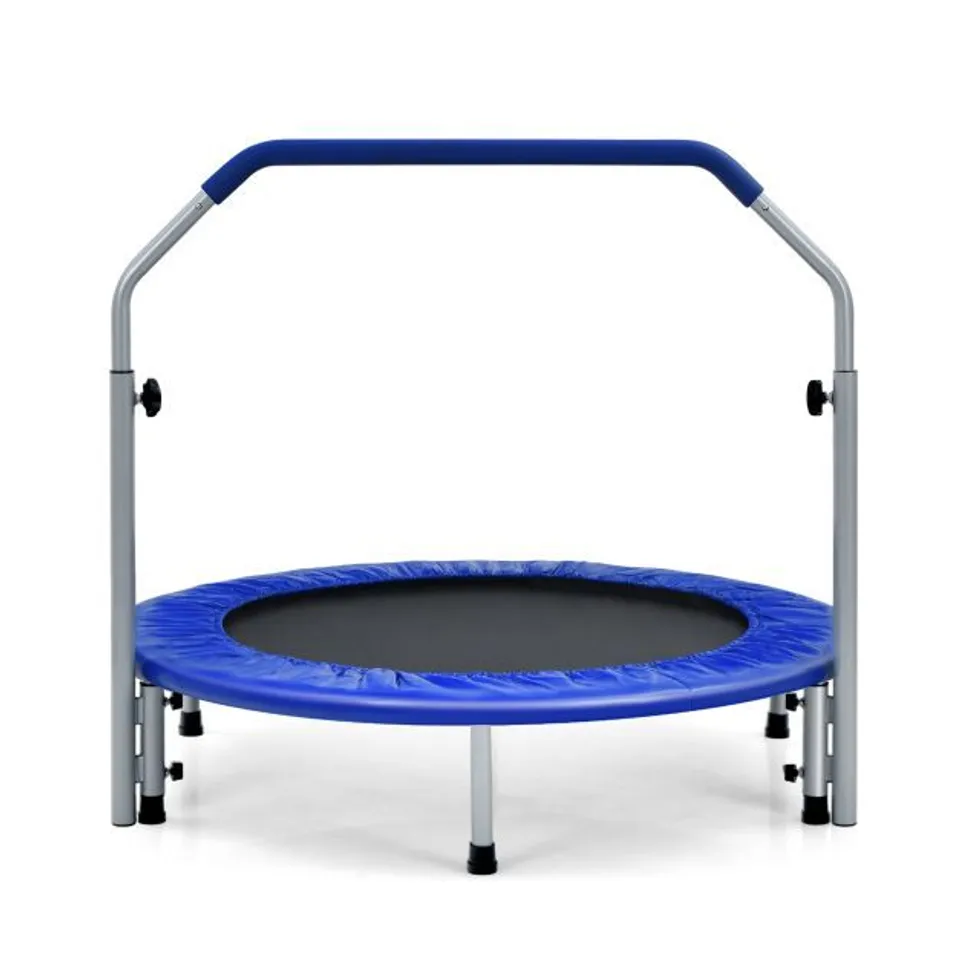 BOXED 101CM FOLDABLE TRAMPOLINE WITH 4 LEVEL ADJUSTABLE HANDLE - RED