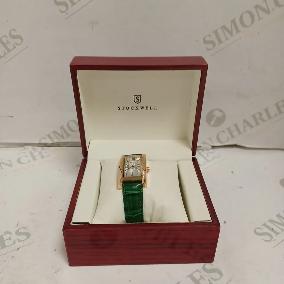 LADIES STOCKWELL WATCH – TEXTURED DIAL WITH SUB DIAL MINUTE HAND – GREEN LEATHER STRAP 