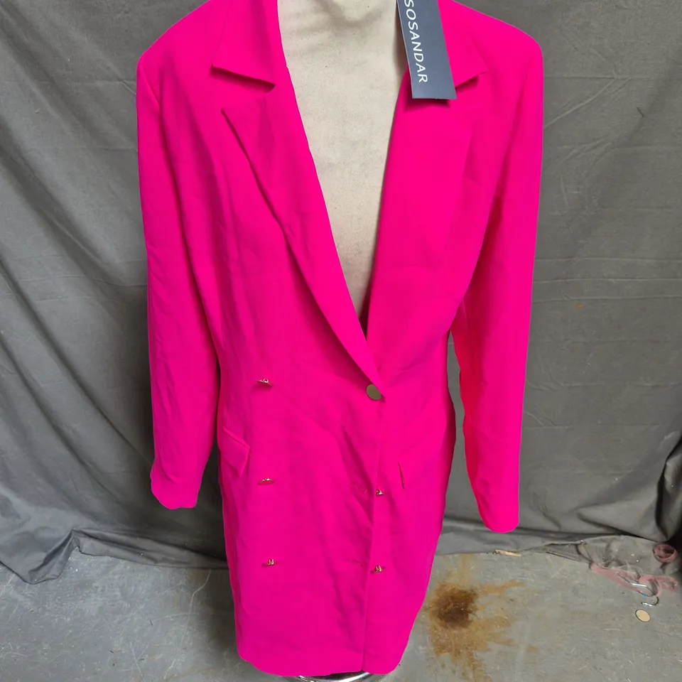 SOSANDAR DOUBLE BREASTED BLAZER DRESS IN HOT PINK SIZE M
