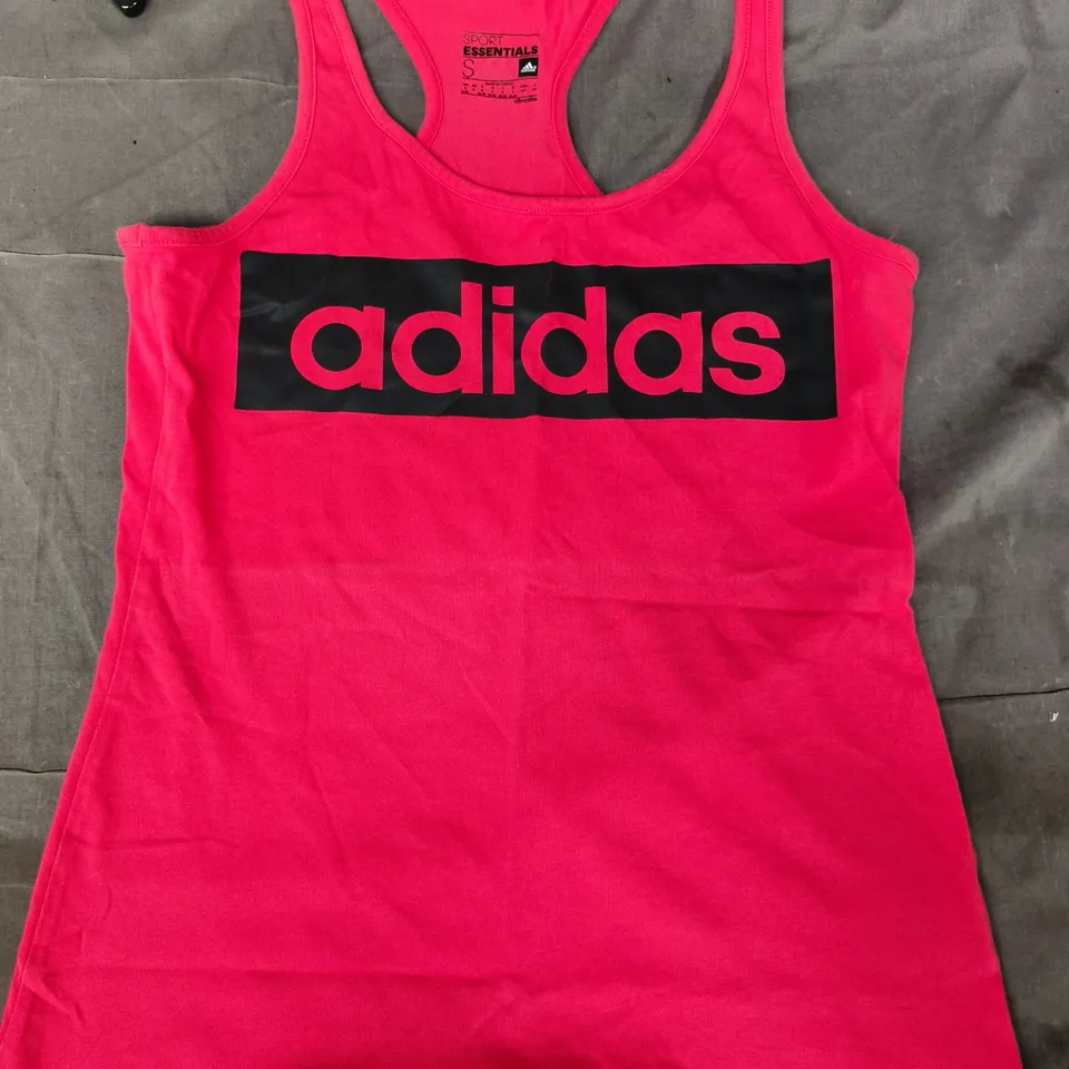 ADIDAS ESSENTIALS LINEAR LOOSE TANK TOP IN PINK SIZE UK SMALL