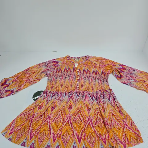 MUDFLOWER WOMENβS DRESS β UK 16 (EU 49, US 12) MULTICOLOURED ZIGZAG MAXI