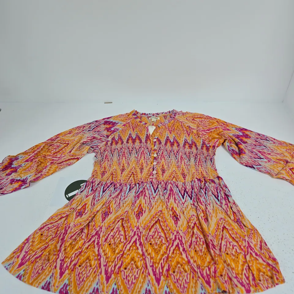 MUDFLOWER WOMEN’S DRESS – UK 16 (EU 49, US 12) MULTICOLOURED ZIGZAG MAXI