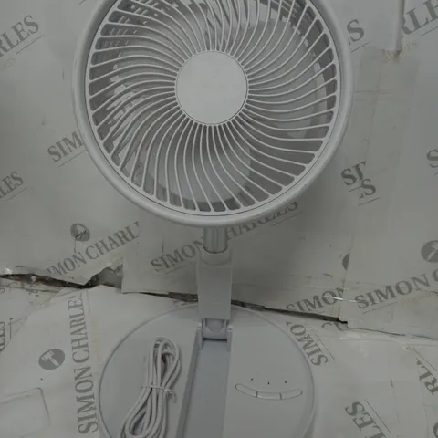 BELL & HOWELL ADJUSTABLE FOLDING RECHARGEABLE STAND FAN WHITE