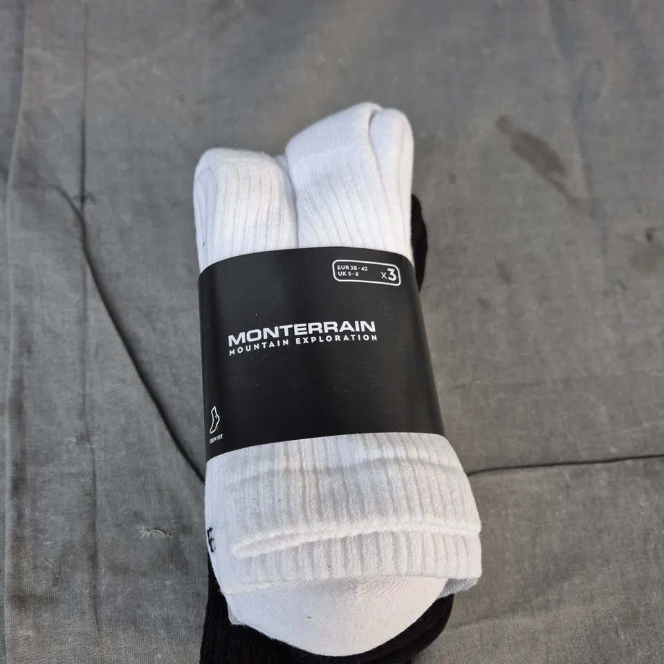 MONTBRAIN MOUNTAIN EXPLORATION CREW SOCKS – PACK OF 3, UK 5-8 