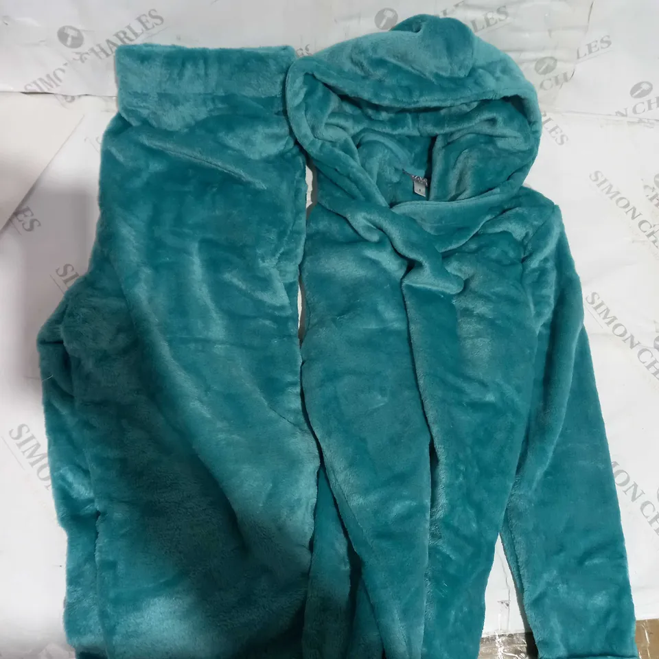 COZEE HOME HOODED VELVETSOFT PYJAMA SET - LARGE TEAL