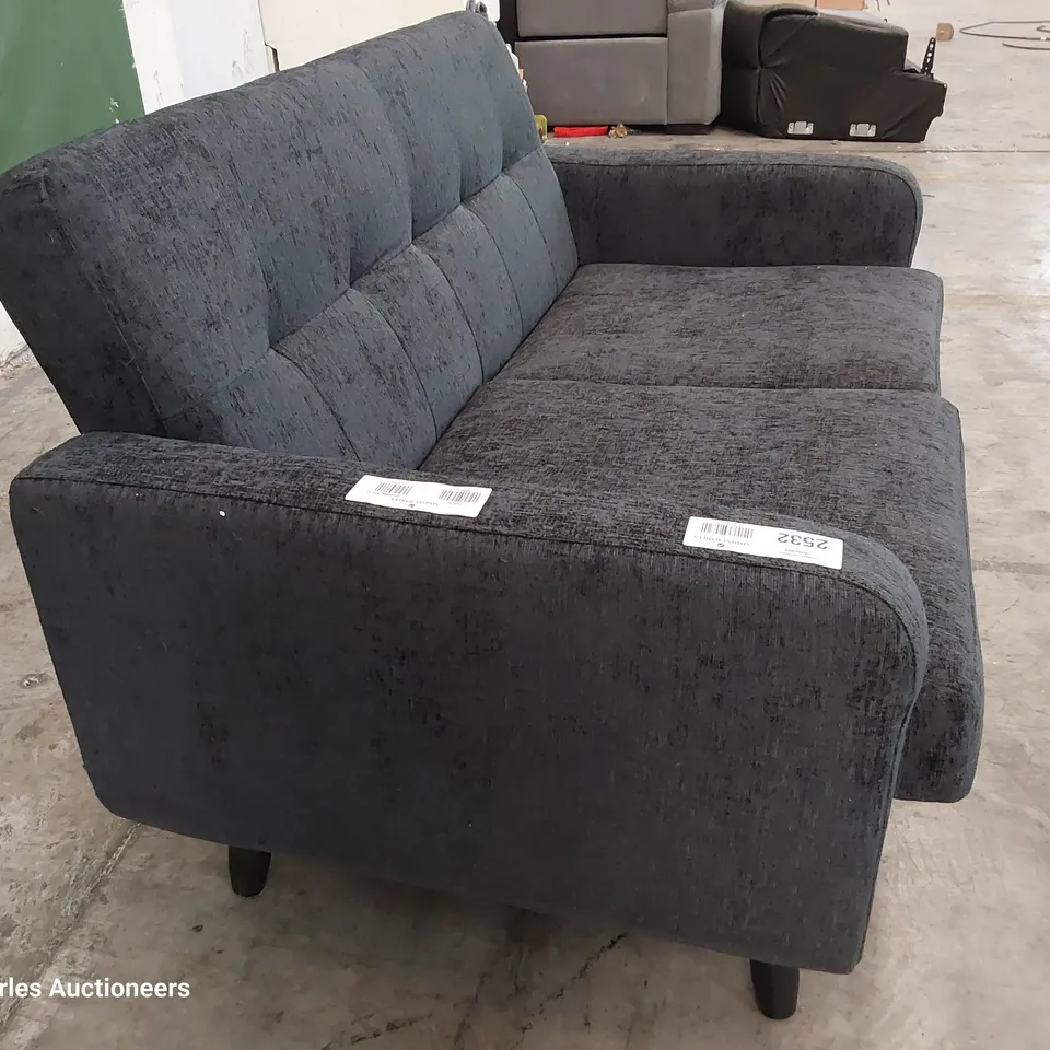 DESIGNER OSLO TWO SEATER SOFA CHARCOAL FABRIC 