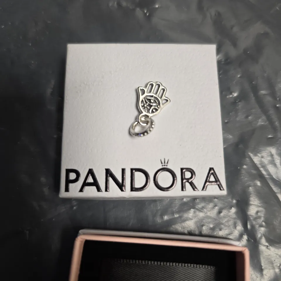 PANDORA SILVER HAND CHARM WITH RING DETAIL