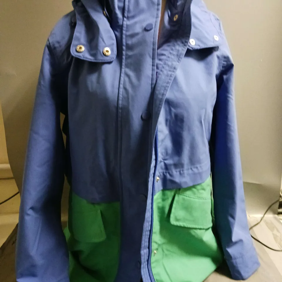 JOULES LADIES WATERPROOF AND BREATHABLE JACKET BLUE/GREEN SIZE 8