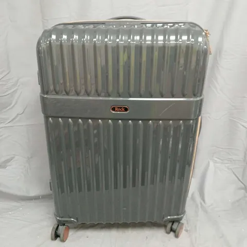 ROCK LUGGAGE SELENE LARGE SUITCASE – GREY RIBBED HARD SHELL, 55CM