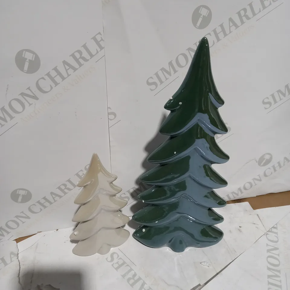 BOXED DESIGNER SET OF CERAMIC CHRISTMAS TREES RRP £22.99