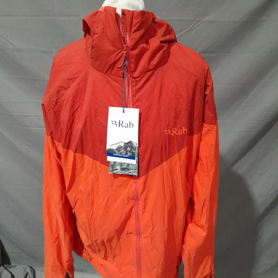 RAB RAMPAGE JACKET KIO IN RED & ORANGE - XL