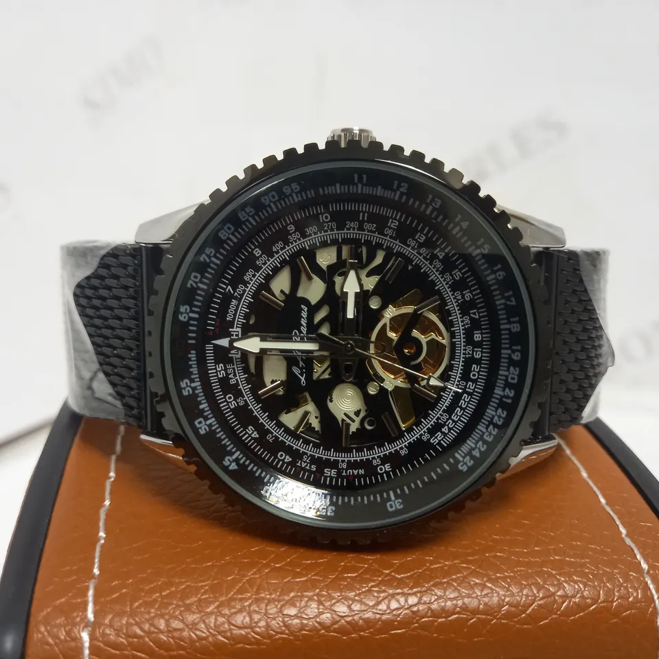 LA BANUS SKELETON DIAL MESH STRAP WRISTWATCH  RRP £600