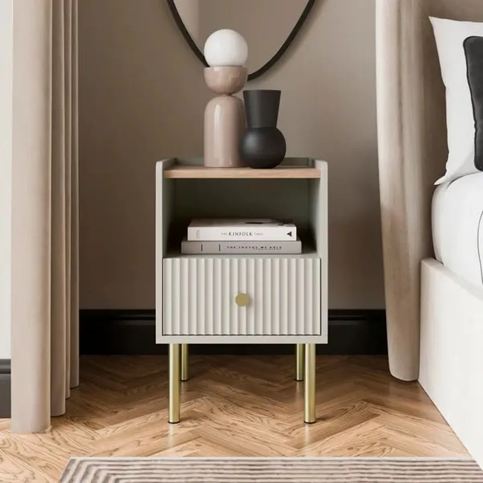 BOXED GEORGI COMPACT BEDSIDE TABLE - NATURAL (1 BOX)