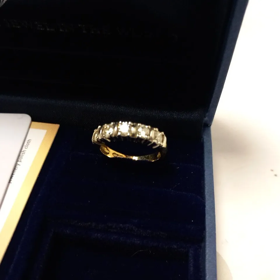 BOXED MOISSANITE 9 CARAT YELLOW GOLD 1 CARAT MOISSANITE 5 STONE ETERNITY RING