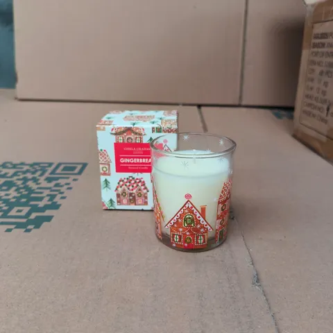GISELA GRAHAM LONDON - GINGERBREAD SCENTED CANDLES IN A FESTIVE GLASS HOLDER - BOX OF 48