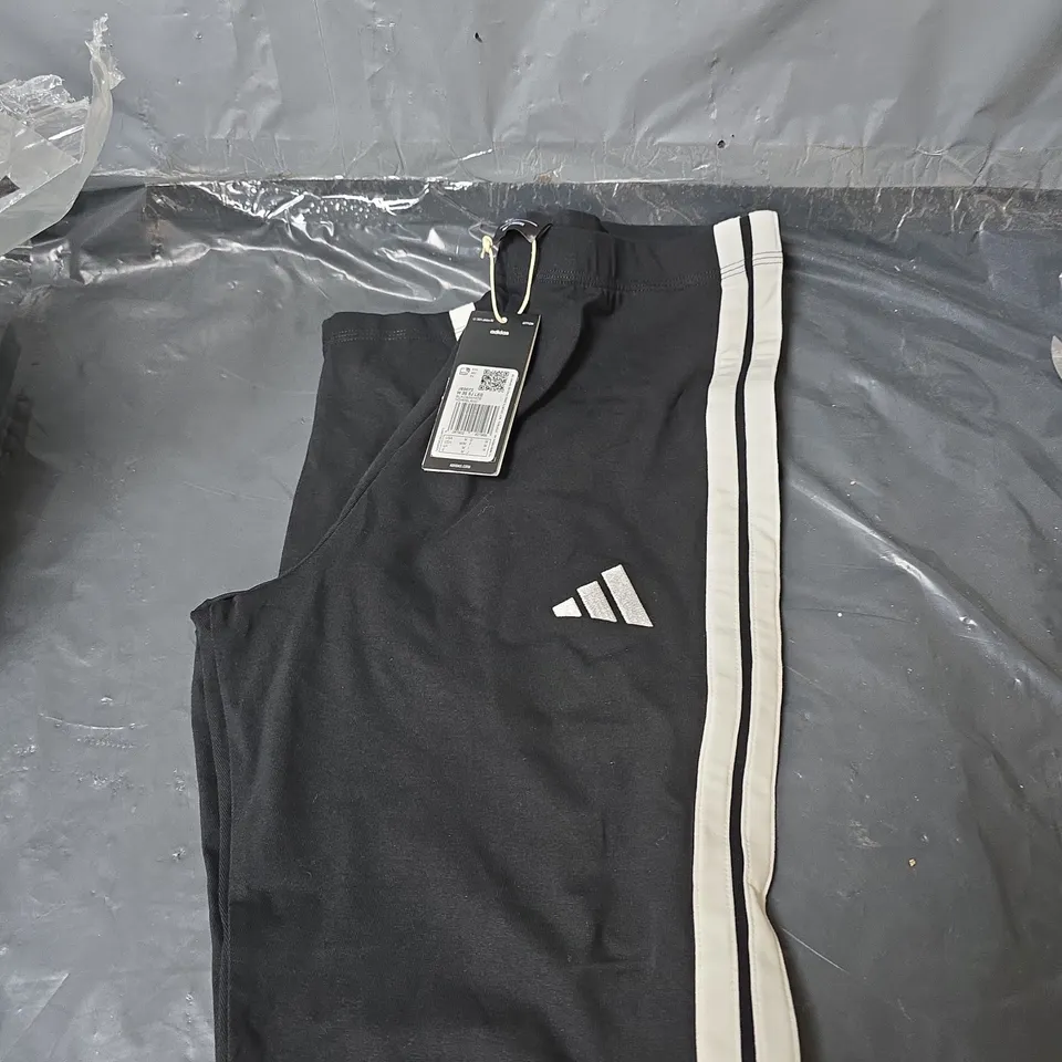 ADIDAS WOMEN'S ESSENTIALS 3-STRIPES COTTON LEGGINGS - BLACK - SIZE M