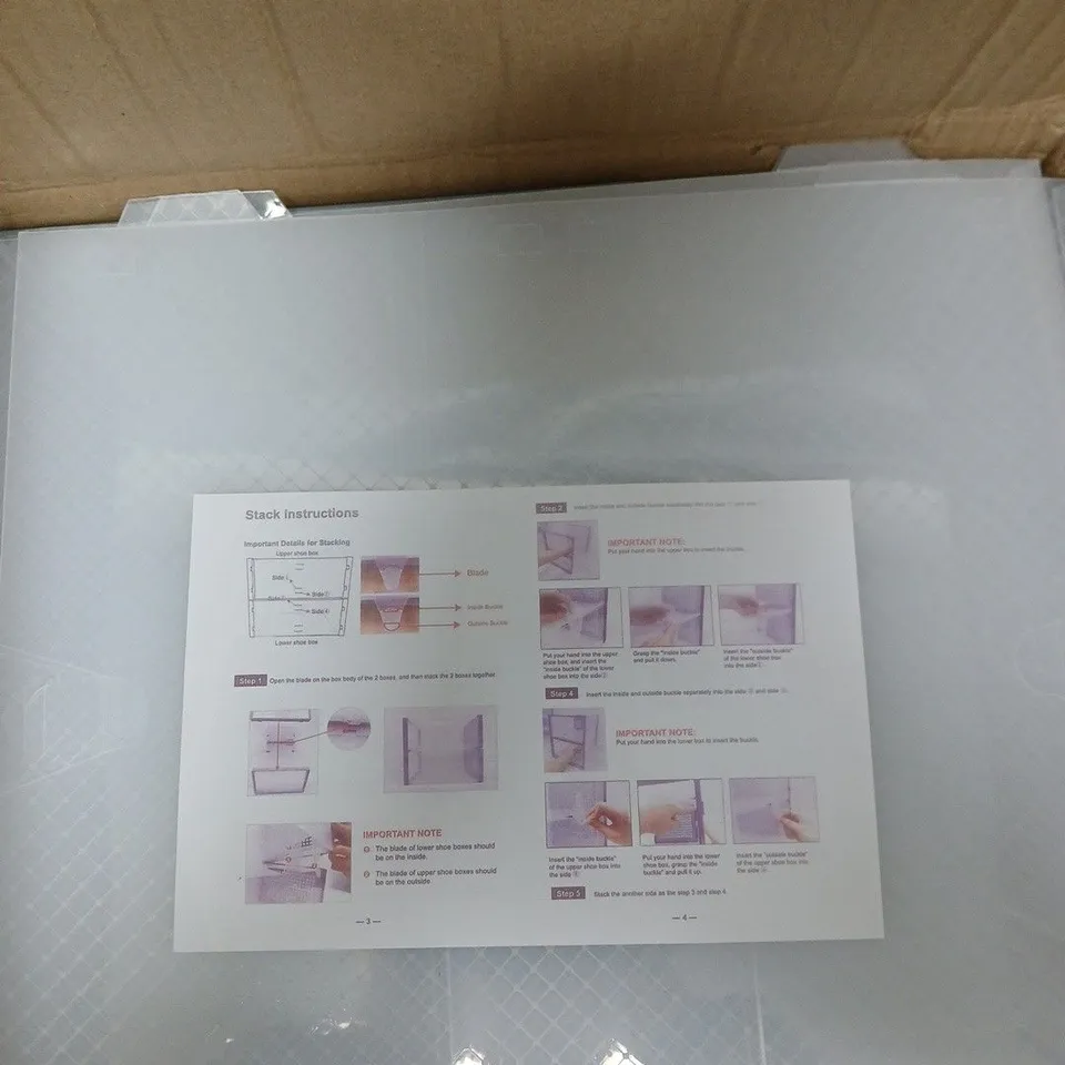 STACKABLE SHOE STORAGE BOX – CLEAR PLASTIC (WITH INSTRUCTION SHEETS)