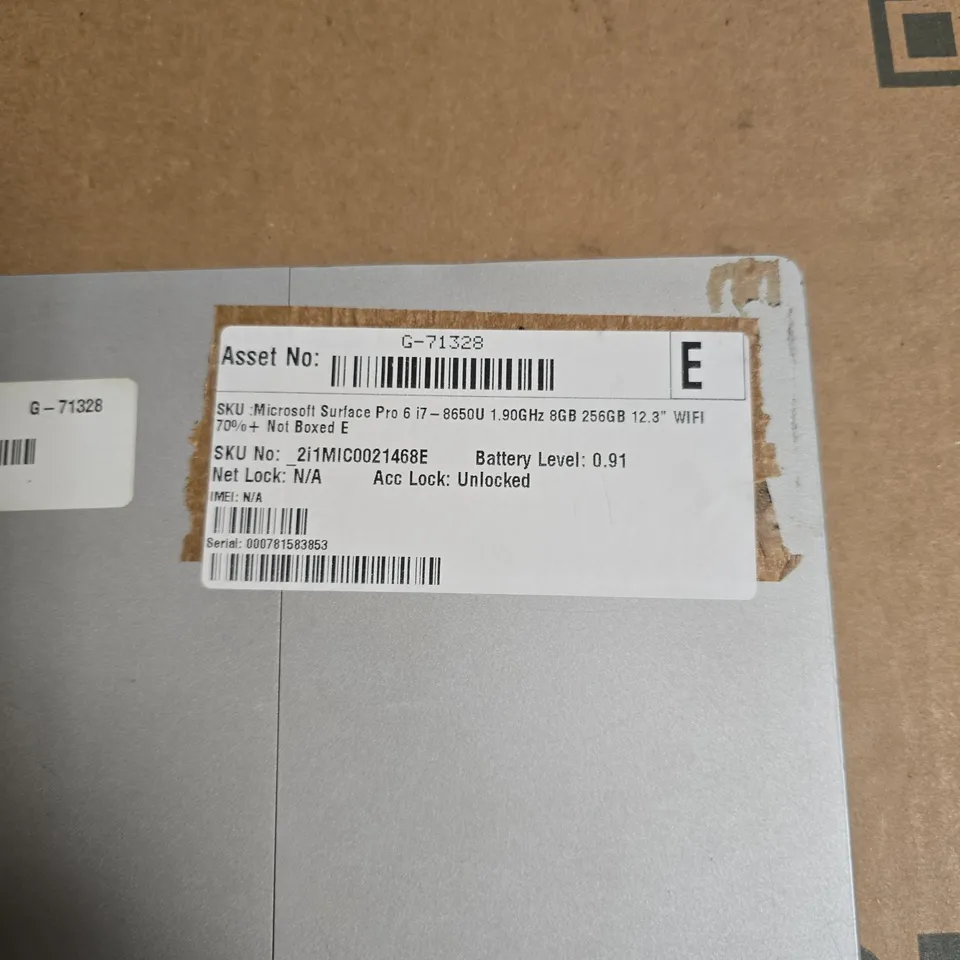 MICROSOFT SURFACE PRO 6 (I7-8650U, 8GB RAM, 256GB) 12.3" TABLET WITH KEYBOARD 