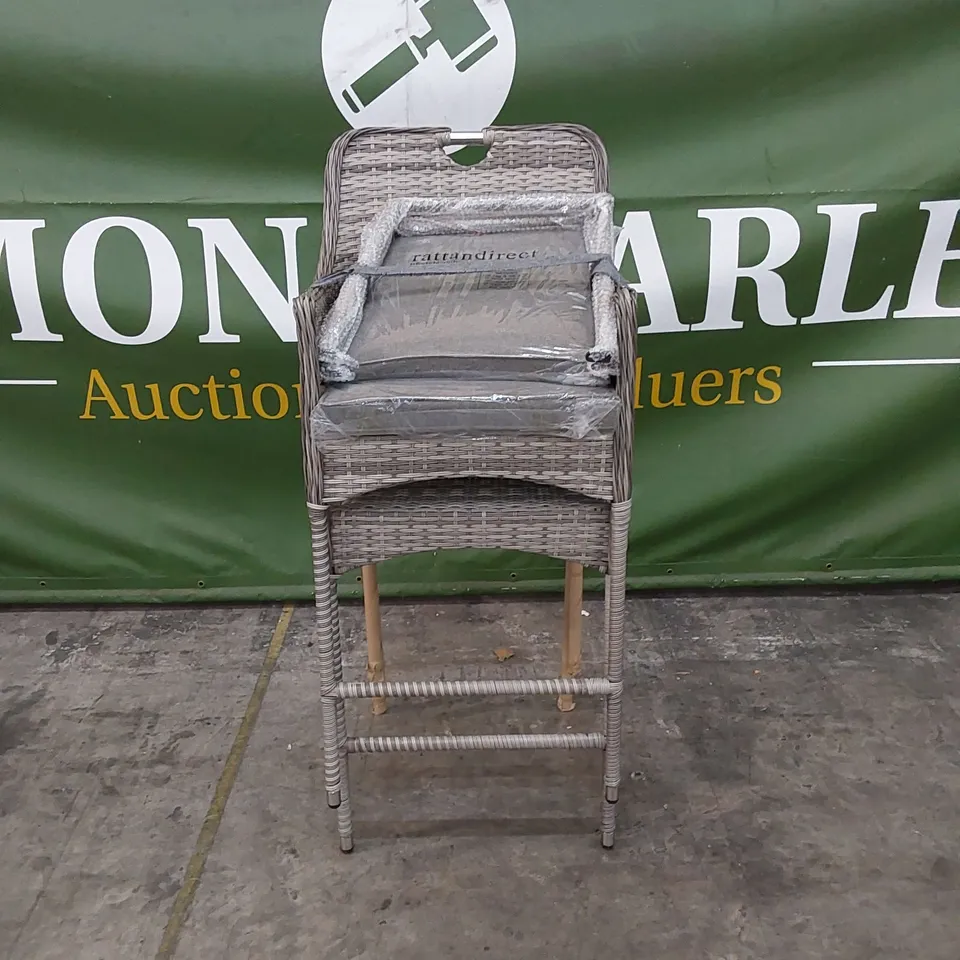 PAIR OF PORTO PATIO BAR STOOLS IN GREY