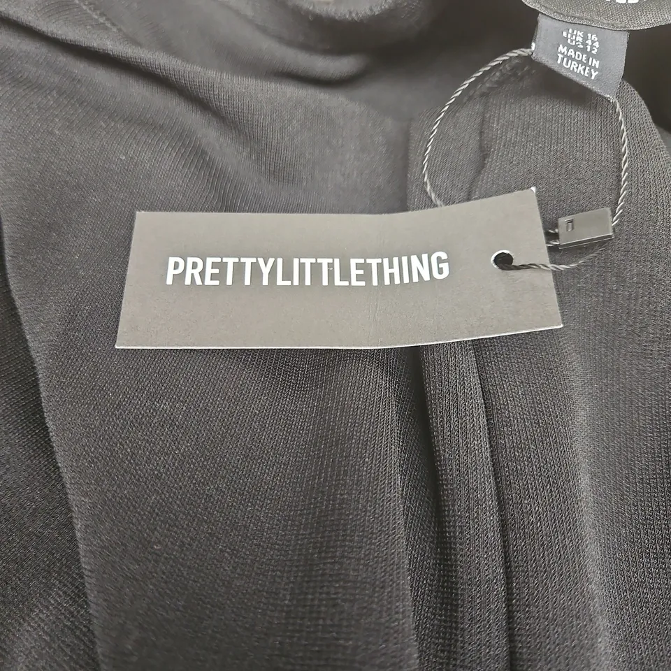 PRETTYLITTLETHING BLACK SCULPTED RIB STIRRUP LEG LEGGINGS UK 16 WITH TAGS