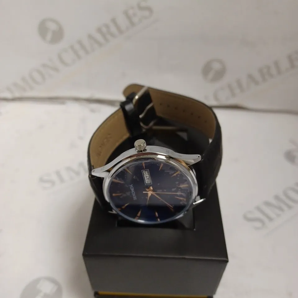 BOXED SEKONDA GENTS WATCH WITH GENUINE LEATHER STRAP - JAPAN MOVEMENT - WATER RESISTANT 3 ATM.