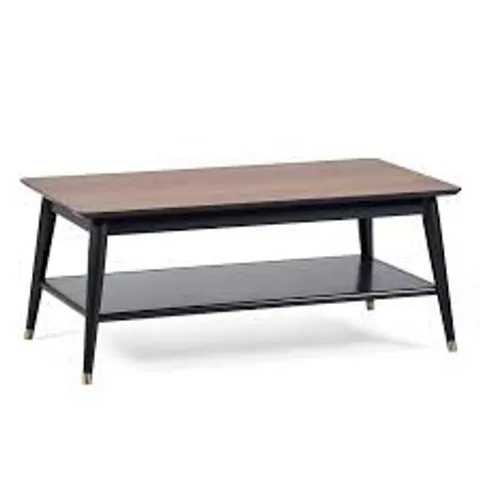 BOXED JULIAN BOWEN FINDLAY COFFEE TABLE WITH SHELF - WALNUT & BLACK (1 BOX)