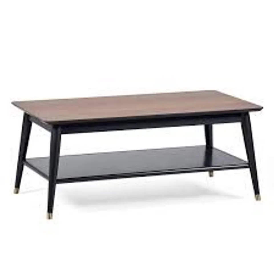 BOXED JULIAN BOWEN FINDLAY COFFEE TABLE WITH SHELF - WALNUT & BLACK (1 BOX)