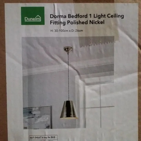 BOXED DUNELM DORNA BEDFORD 1 LIGHT CEILING FITTING POLISHED NICKEL