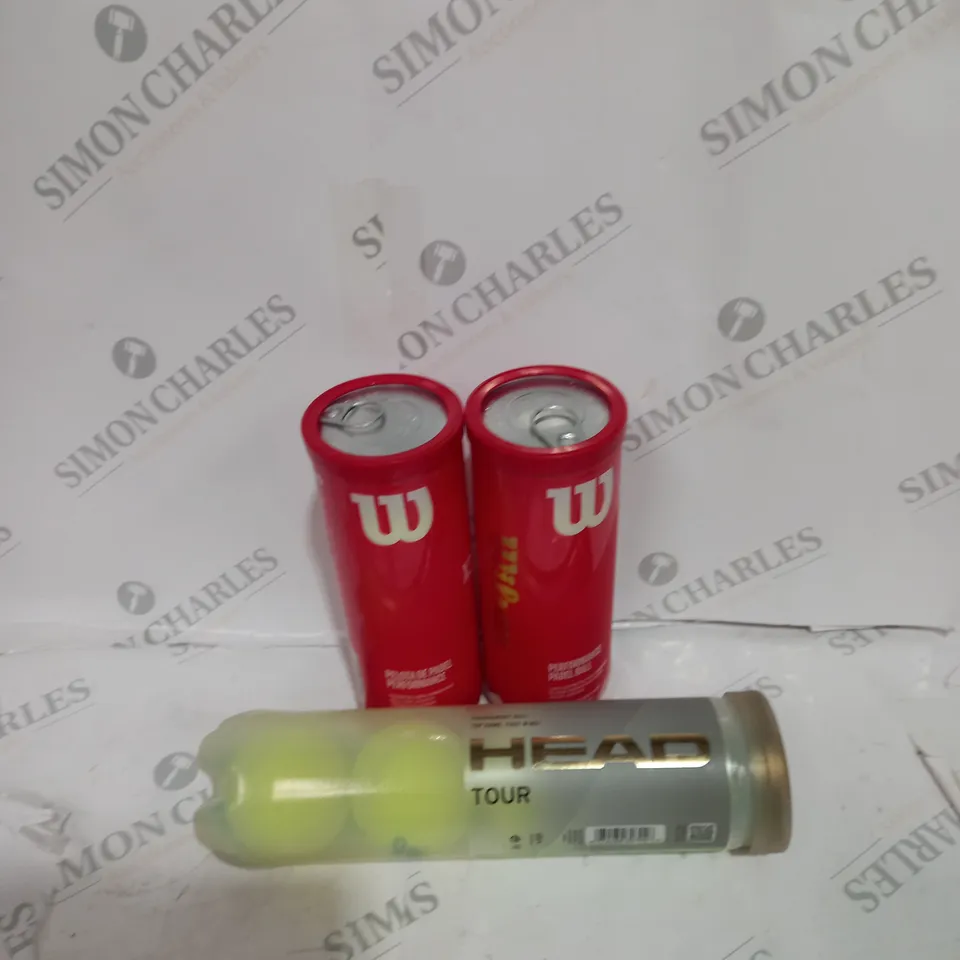 3 TUBES OF TENNIS BALLS WILSON, HEAD TOUR