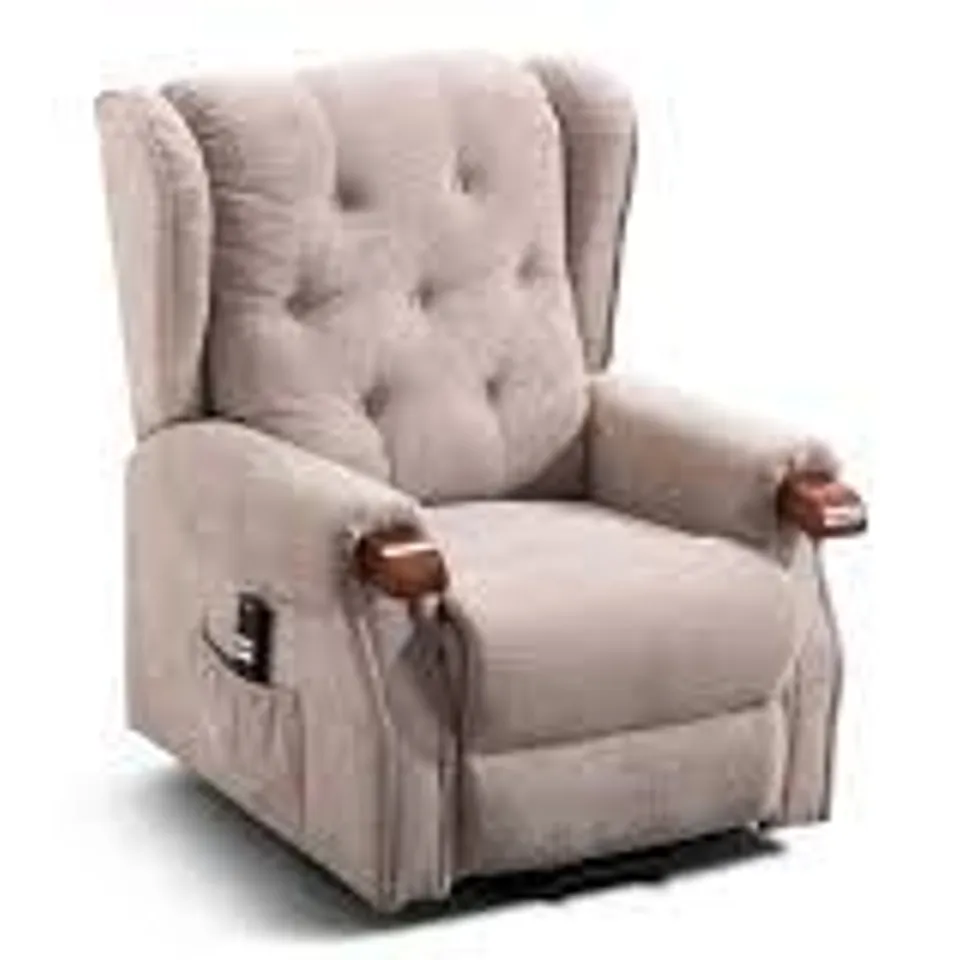 BOXED BROWN FABRIC PUSHBACK RECLINING EASY CHAIR 