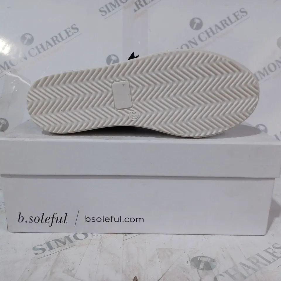 BOXED PAIR OF B.SOLEFUL VISTA TRAINERS IN BLACK EU SIZE 36
