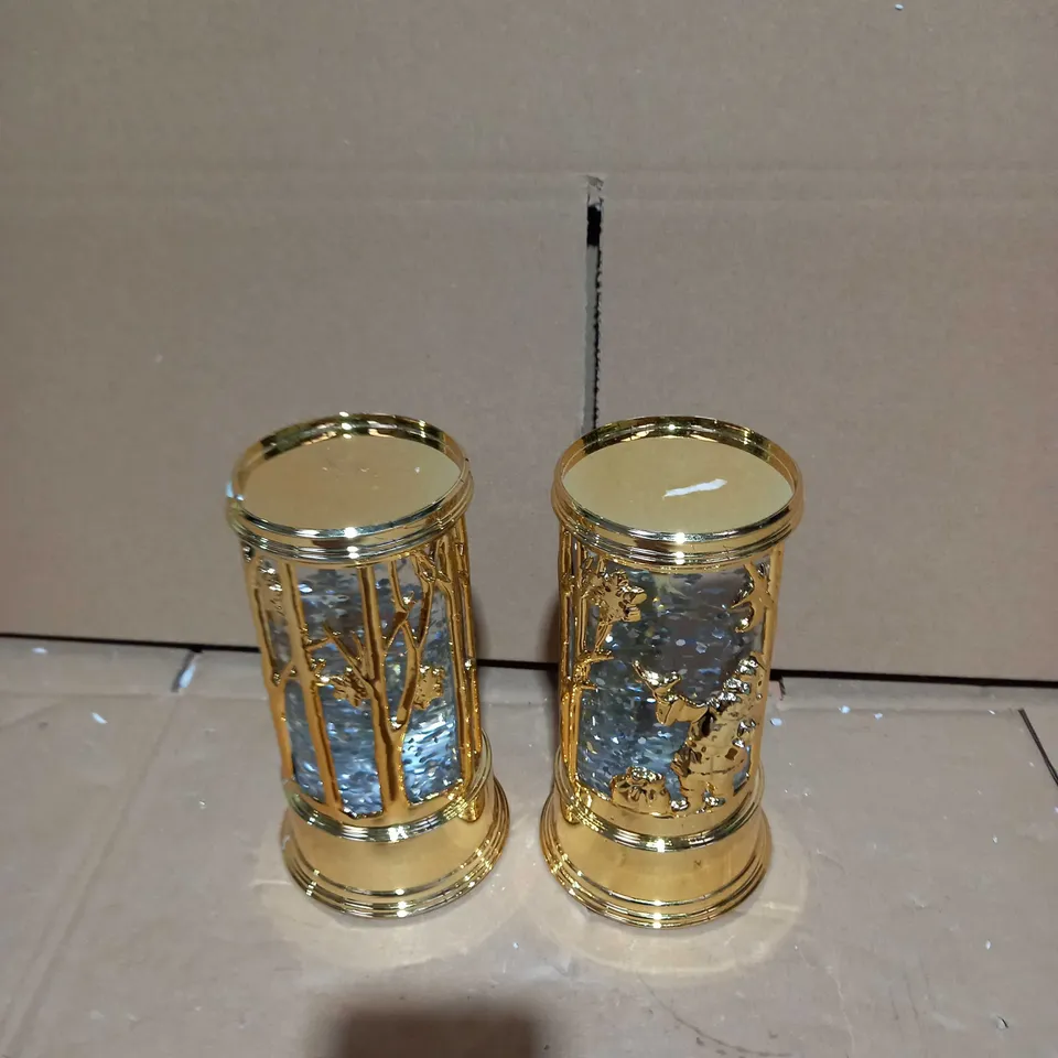 HOME REFLECTIONS SET OF PRELIT SWIRLING GLITTER SCENIC PILLARS