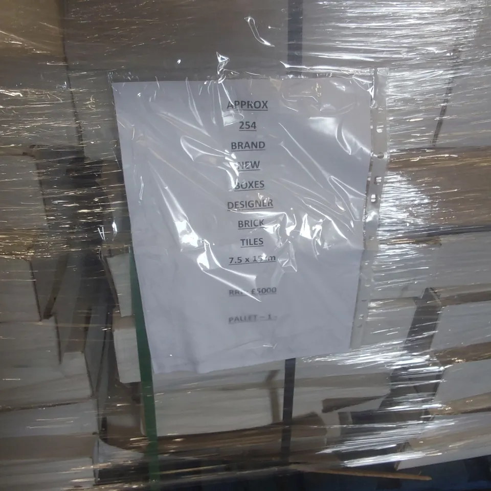 PALLET CONTAINING APPROXIMATELY 254x DESIGNER BRICK TILES