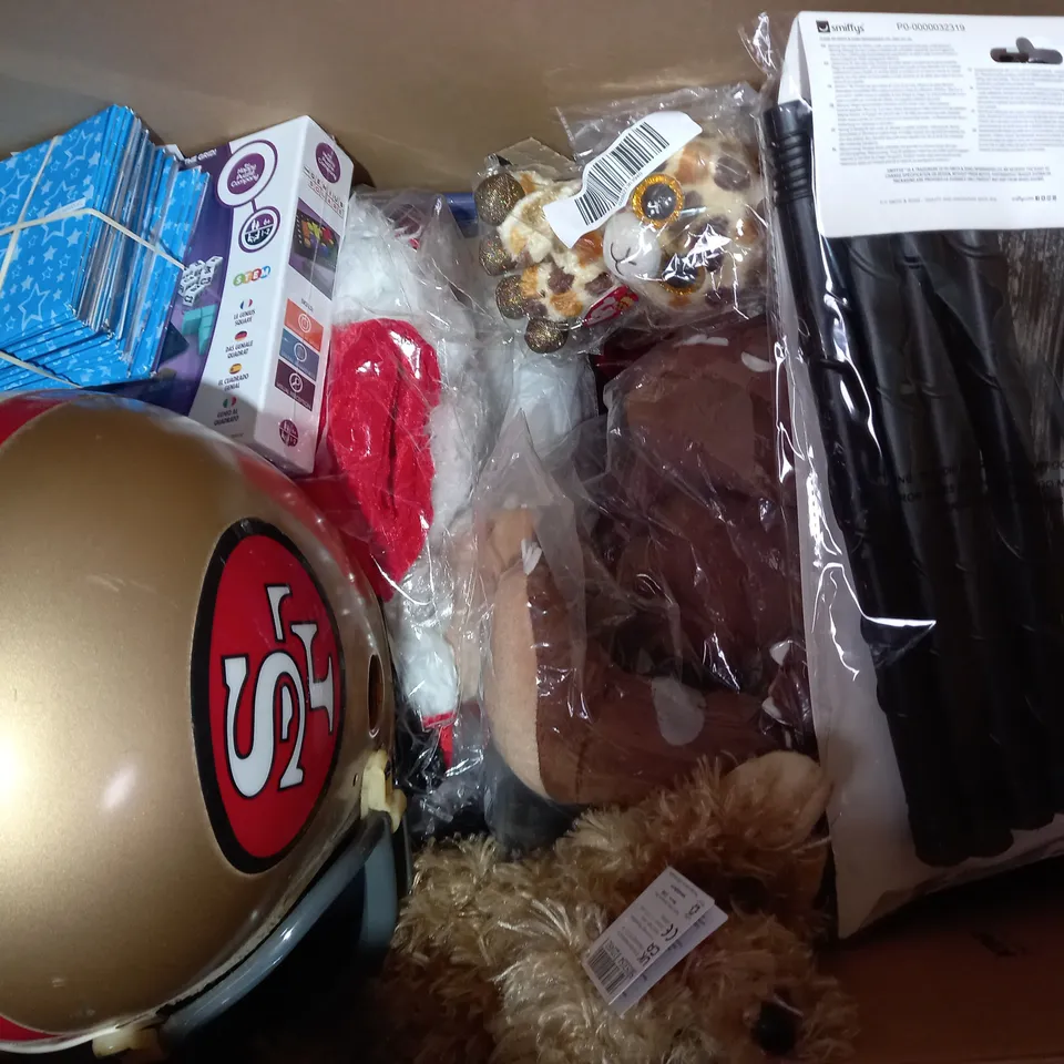 BOX OF APPROXIMATELY 15 ASSORTED TOYS AND GAMES TO INCLUDE SOPHIE LA GIRAFE, DOMINO TRAIN, ZURU RAINBOCORNS, ETC