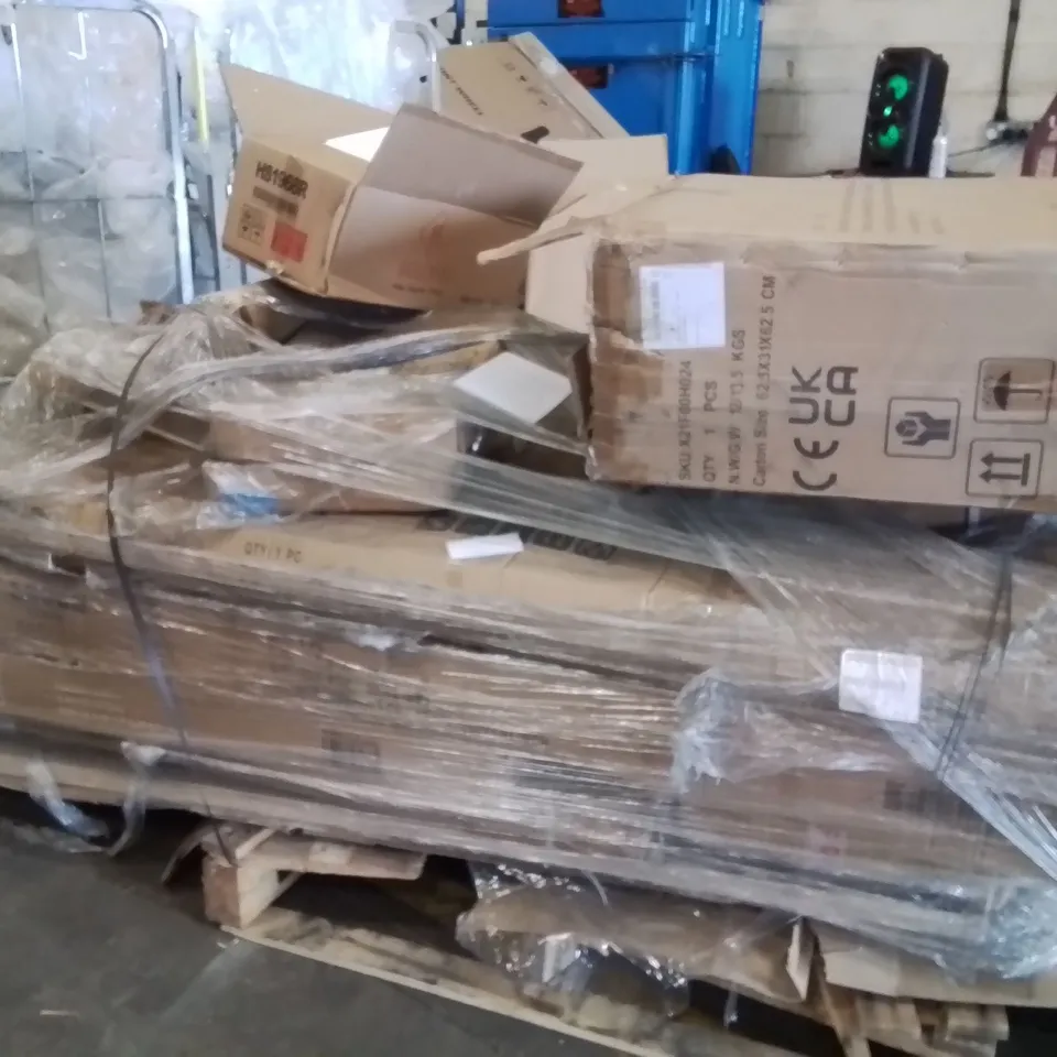 PALLET OF ASSORTED HOUSEHOLD GOODS AND PRODUCTS TO INCLUDE;5 SEATER GARDEN FURNITURE,TOILET SEAT,SINK