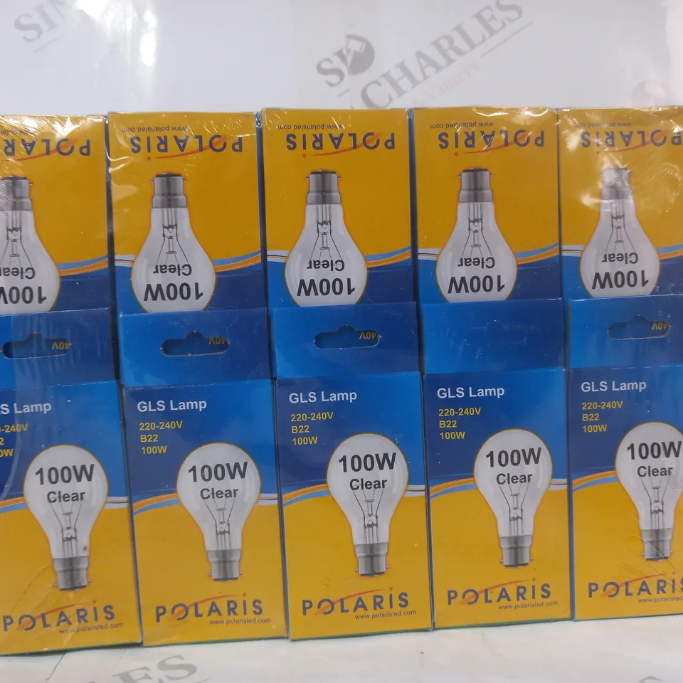 SET OF 10 POLARIS 100W CLEAR GLS LAMPS