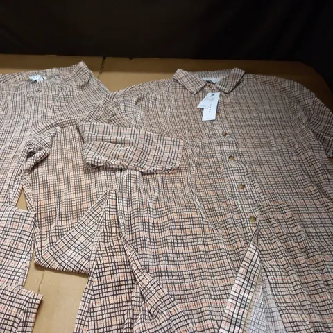 TOP SHOP BROWN CHECK TROUSERS AND SHIRT - XS