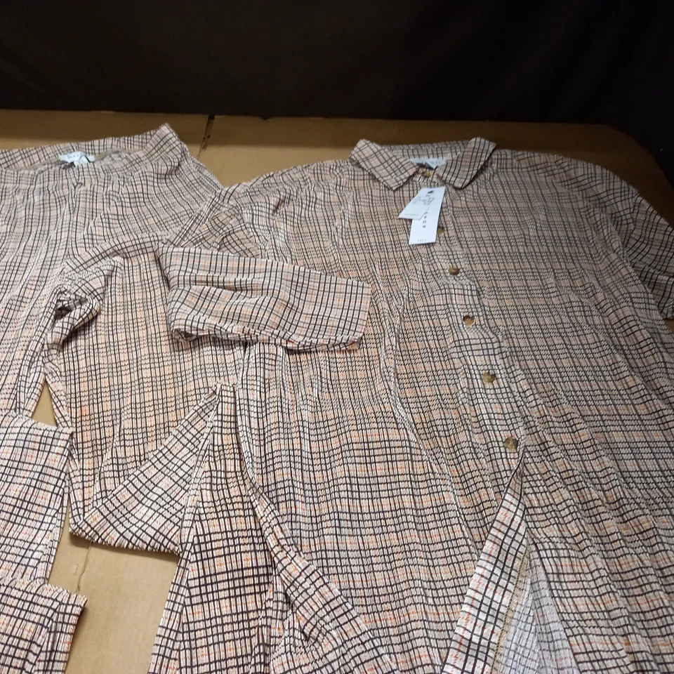 TOP SHOP BROWN CHECK TROUSERS AND SHIRT - XS
