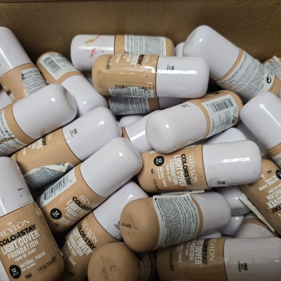 BOXED OF APPROXIMATELY 45 REVLON COLORSTAY LIGHT COVER FOUNDATION 150 BUFF