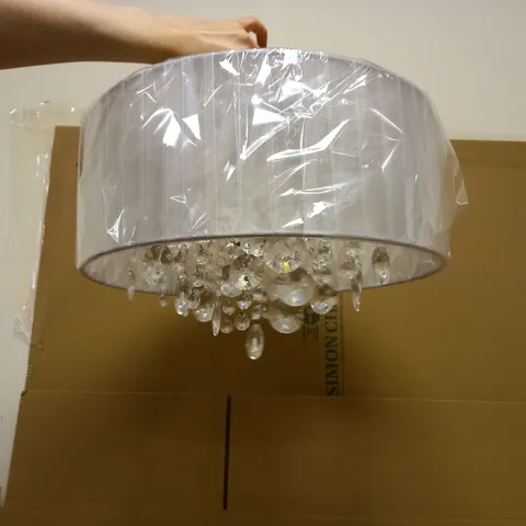 JOHN LEWIS RIBBON DROPLET FLUSH FABRIC SHADE, OYSTER
