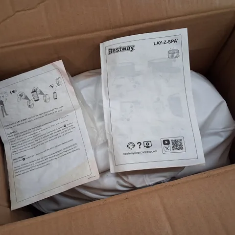 BOXED LAY-Z-SPA HOT TUB WITH WATER POOL PUMP (2 BOXES)