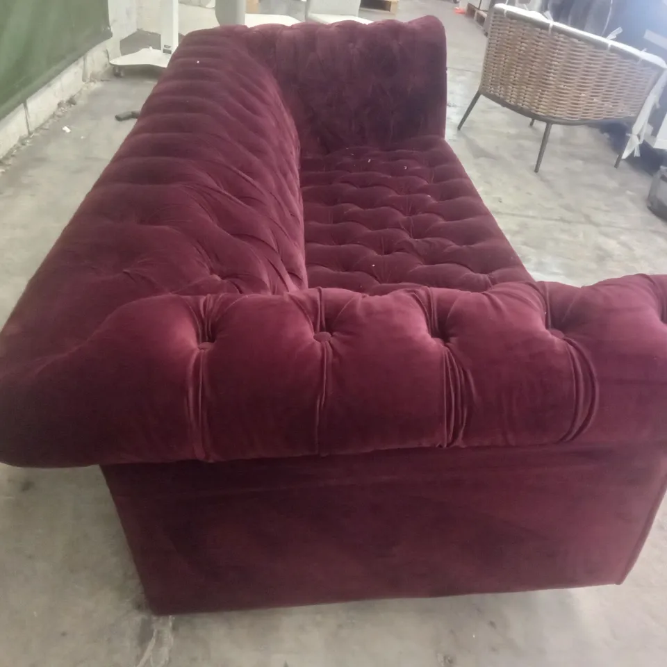 3 SEATER SOFA - WINE RED FABRIC 