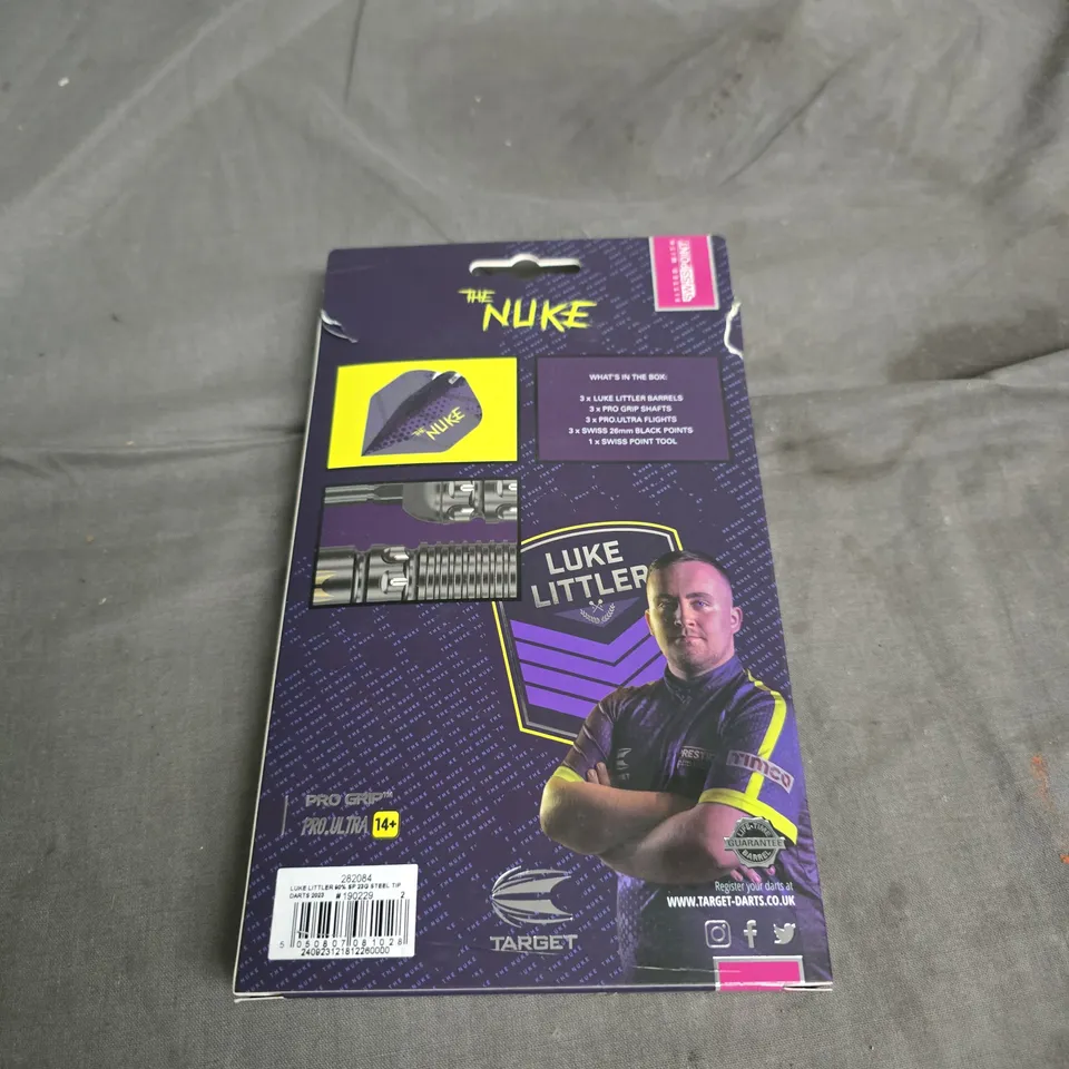 THE NUKE 23G STEEL TIP DARTS – PRO GRIP, TARGET .