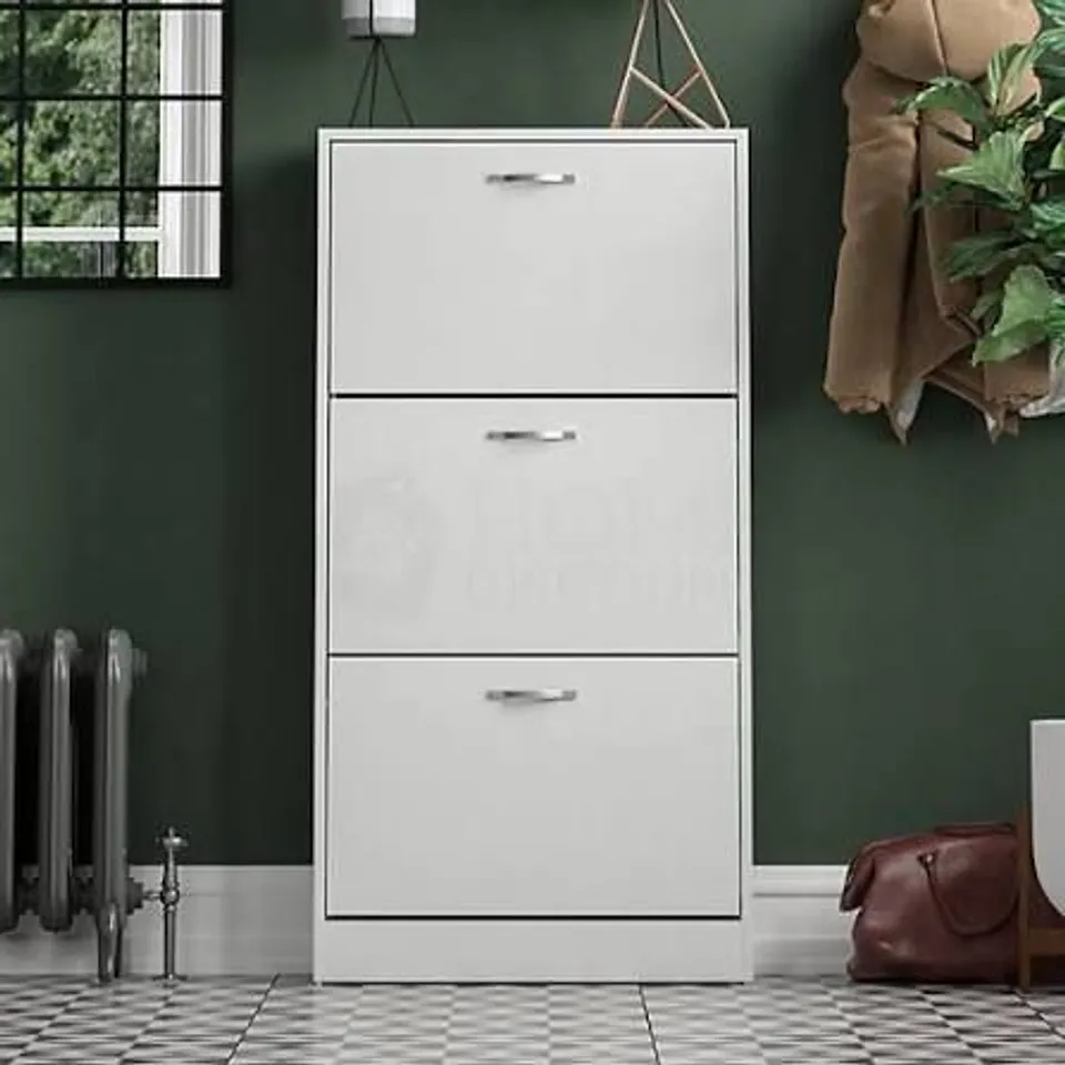 BOXED VIDA 3 DRAWER SHOE CABINET - WHITE (1 BOX)