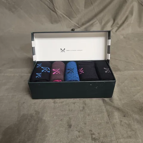 CREW CLOTHING COMPANY 5PACK BAMBOO SOCK BOX IN BLUE/PINK/NAVY ONE SIZE