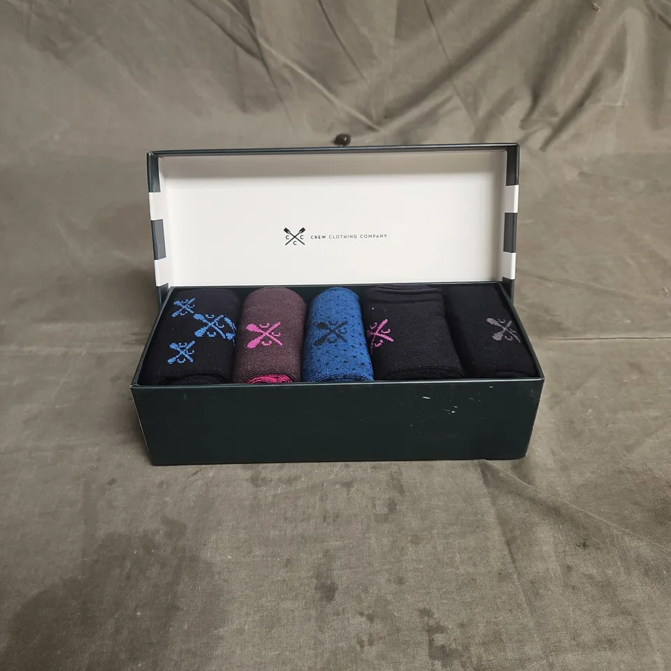 CREW CLOTHING COMPANY 5PACK BAMBOO SOCK BOX IN BLUE/PINK/NAVY ONE SIZE