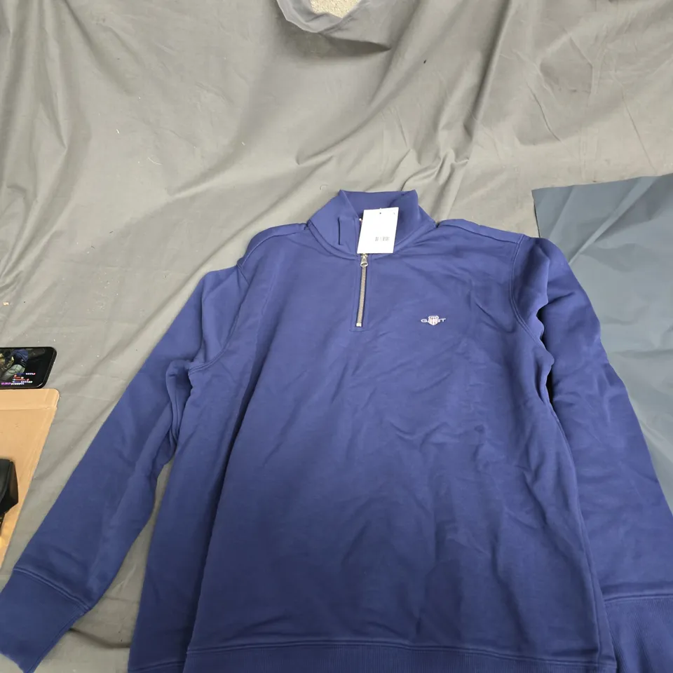 GANT REG SHIELD HALF ZIP SWEATSHIRT – PERSIAN BLUE – SIZE L