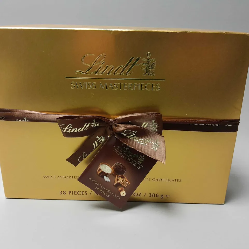 BOXED AND SEALED LINDT SWISS MASTERPIECES (38 ASSORTED PRALINES)